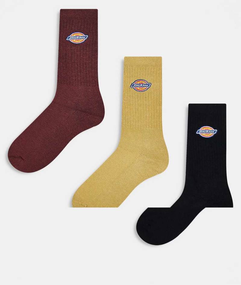 Dickies - Valley Grove - 3er-Pack Crew-Socken in Erdtönen-Rot von Dickies