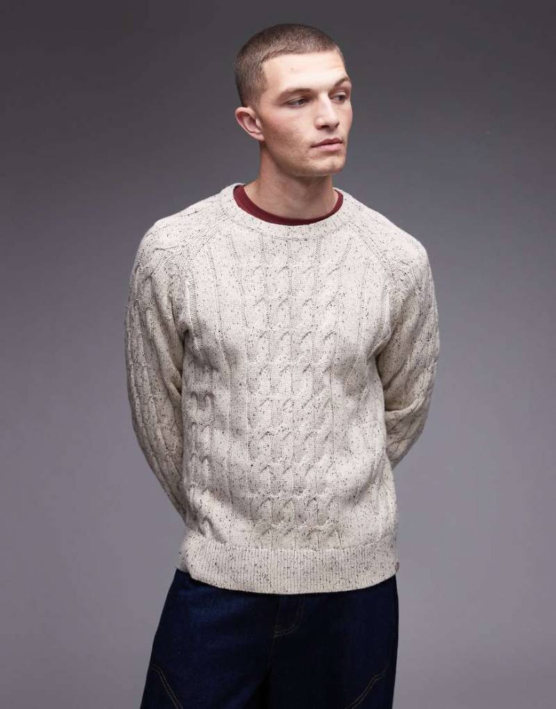 Dickies - Vanleer - Pullover aus schwerem Strickstoff in Wollweiß mit Zopfmuster-Neutral von Dickies