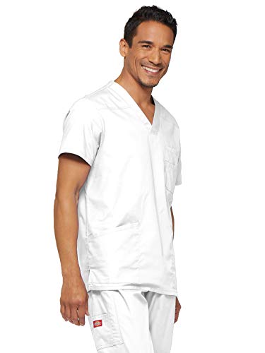 Dickies Xtreme Stretch Herren Scrub Top mit V-Ausschnitt, Weiss/opulenter Garten, Klein von Dickies