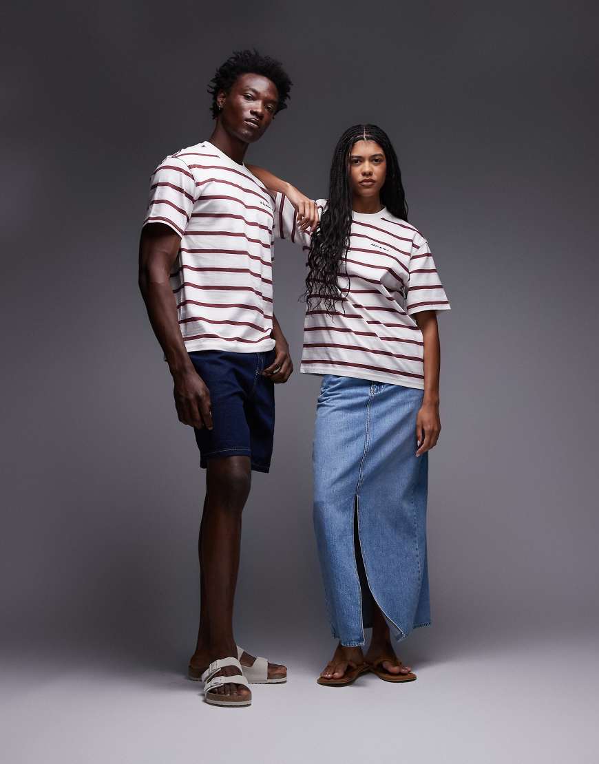 Dickies - York - Schweres T-Shirt in Wollweiß mit roten Streifen von Dickies