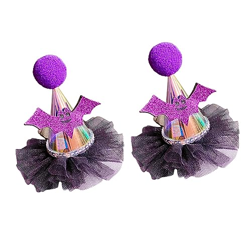 Dickly 2 Stücke Halloween Haarspangen Kopfbedeckung Spitzmütze Design Haarnadel Haarspange für Mädchen Frauen Karneval, Violett von Dickly