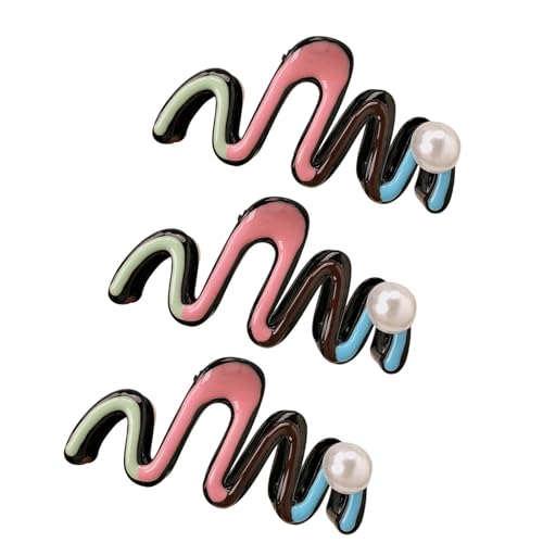 Dickly 3x Haar Klaue Clips Haar Mode Große Kiefer Clips für Frauen Dickes Haar, Weiße Perlen von Dickly