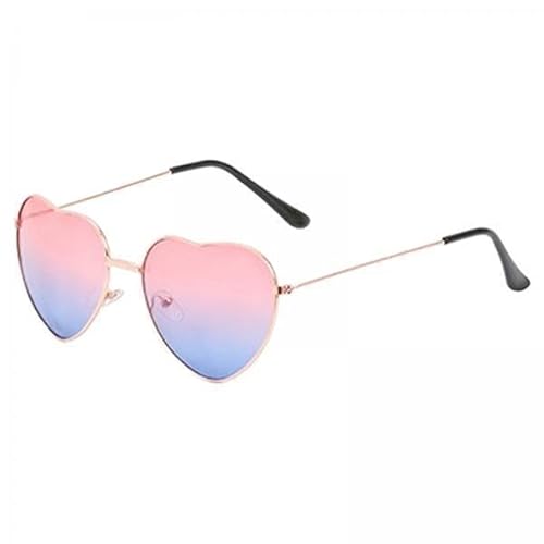 Dickly 3x Sonnenbrillen für Erwachsene Und Damen mit Metallrahmen in Herzform, Modischer Stil, 400er Sonnenbrille für Mädchen, A B von Dickly
