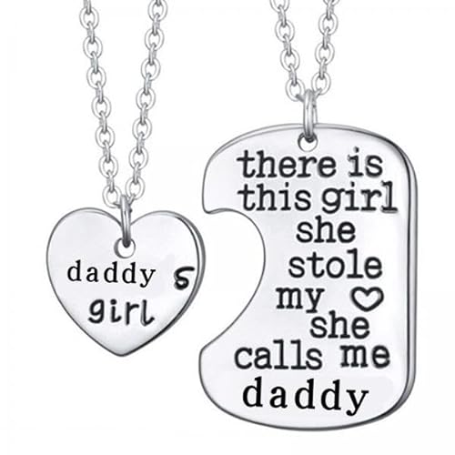 Dickly 4x Halsketten Set, Tochter Halskette für Mädchen, Modisch, Ideal für Familien, Papa, Mädchen Halskette mit Herz Anhänger von Dickly