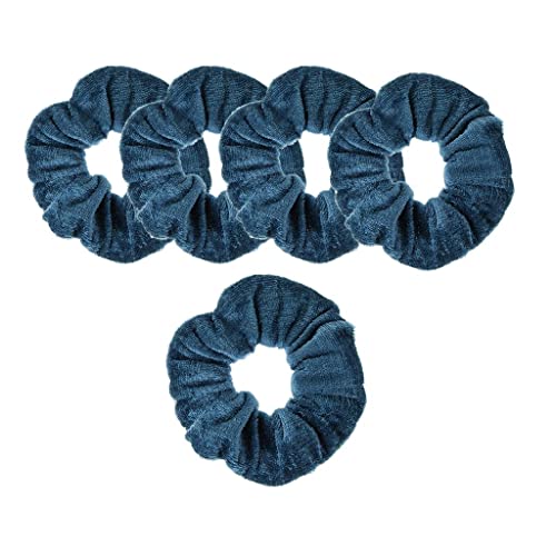 Dickly 5er Pack Samt Haargummis, Elastische Haarbänder, Accessoires für Damen, Blau von Dickly