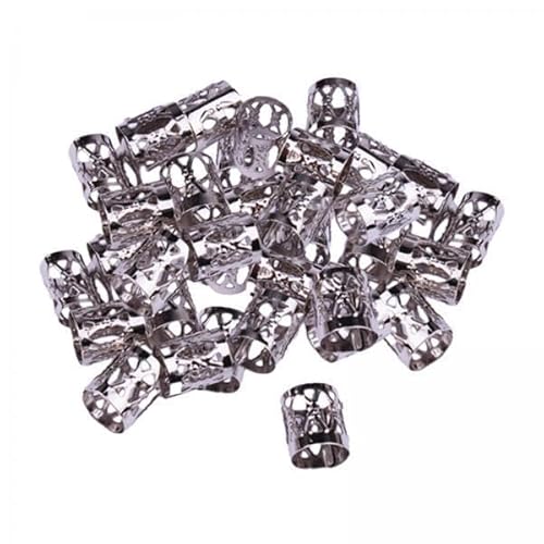 Dickly 6x 100 Stück Zöpfe Haarringe Dreadlock Perlen Frauen Zöpfe Hohle Haarspange Haarringe Manschetten Dirty Braid Haarschnallen für Modenschauen von Dickly