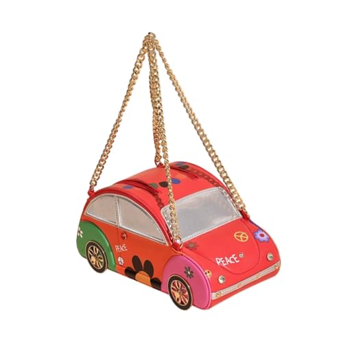 Dickly Autostationbeutelbeutel für Frauen tragbare Handtasche für abendliche Telefonarbeit Kosmetik, Rotes Auto von Dickly