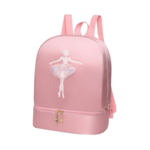 Dickly Ballett-Tanz-Rucksack für Mädchen, Ballerina-Tasche, tragbar, niedliche Ballett-Tanztasche mit Schuhfach für Sport, Gymnastik, Reisen, Rosa von Dickly