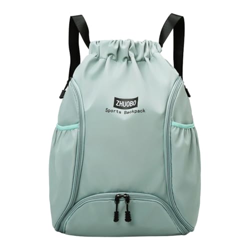 Dickly Basketball-Rucksack mit Kordelzug, Basketball-Aufbewahrungstasche für Herren und Damen, Sport-Sackpack mit Schuhfach, Sporttasche für Fußball, Hellgrün von Dickly