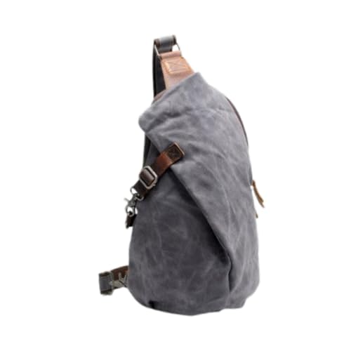 Dickly Canvas Umhängetasche Casual Daypacks Brust Pack Mode Verschleißfest Männer Rucksack Schultertasche für Radfahren Trekking, Grau von Dickly