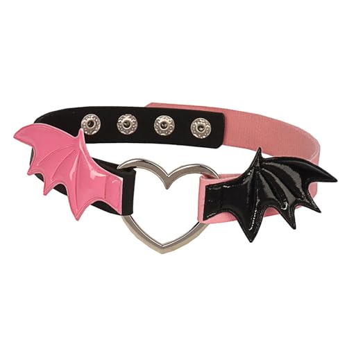 Dickly Choker-Halskette, Punk-Kette, PU-, Steampunk, für Party, Cosplay, Maskeraden, Damen, Schwarz Rosa von Dickly