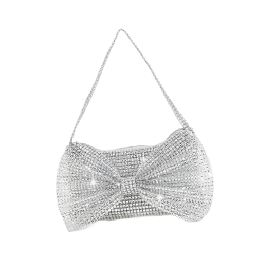 Dickly Damen Abend Clutch Modische Unterarmtasche für Bankett Sommer Geburtstag, Silber von Dickly