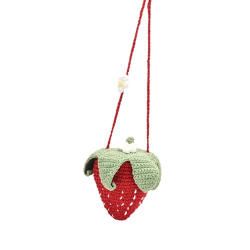 Dickly Handgestrickte Erdbeertasche, süße lässige Umhängetasche für den täglichen Gebrauch auf Partys von Dickly