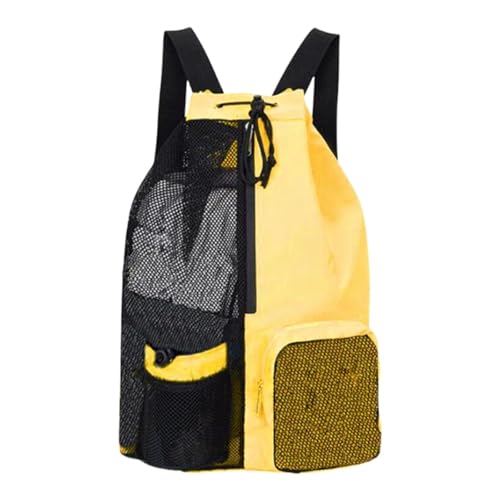 Dickly Mesh Drawschnellschnur Rucksack Schwimmausrüstung Beutel Organizer Falten Nylon Männer Frauen mit nassen Tasche Verstellbarer Schultergurt Falten, Gelb von Dickly