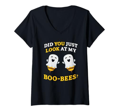 Damen Hast du gerade meine lustigen Halloween-Geister von Boo-Bees angeschaut T-Shirt mit V-Ausschnitt von Did You Just Look At My Boo Bees Womens Tee Shirt