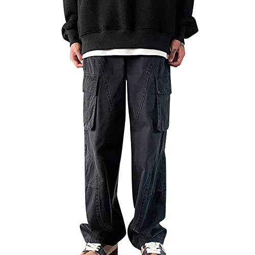 Baggy Jeans Herren Skateboard Straight Baggy Jeans Jeans Hosen Oversized Cargo Jeans Vintage Harajuku Stretch Jeans Breite Jeans Jeans Pants Y2k Hip Hop,A Schwarz,3XL von Didadihu