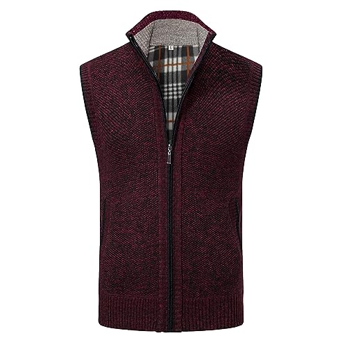 Didadihu Ärmellose Weste Herren : Gefüttert Ärmellos Jacke Warm Steppweste Winterweste Freizeit Leichte Fleeceweste Sportweste Pufferweste Herbst Winter Slim Fit,Rot,Xxl von Didadihu