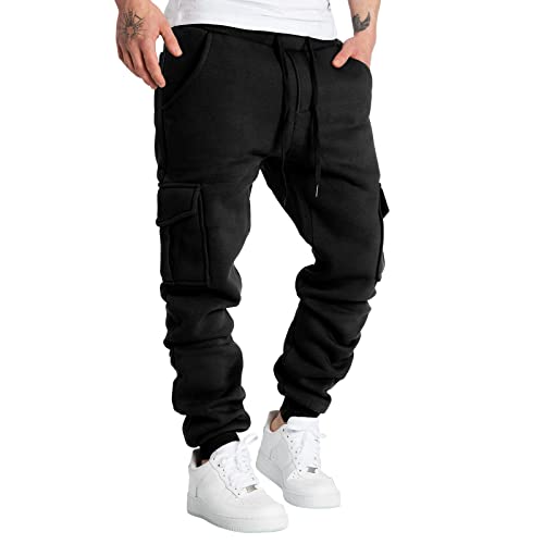 Didadihu Baggy Jogginghose Herren, Thermo XXL Sporthose Gefüttert Grau Fleecehose Fleece Thermohose Lang Baggy Jogginghose Hausanzug Kuschelhose Freizeithose von Didadihu