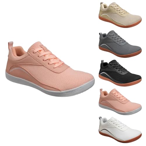 Didadihu Barfußschuhe Damen Herren Breiteres Plateau Sneaker Fitness Running Laufschuhe Atmungsaktives rutschfeste Minimalistische Turnschuhe Hallenschuhe,Rosa,38.5 EU von Didadihu