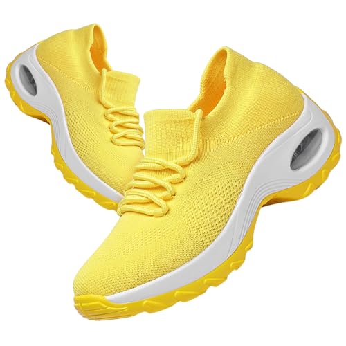 Didadihu Damen Gedämpft Air Schuhe : Leicht Plateau Laufschuhe Hallenschuhe Atmungsaktiv Bequem Turnschuhe Sportschuhe Mesh Tennisschuhe Trainingsschuhe von Didadihu