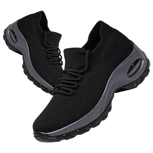 Didadihu Damen Gedämpft Air Schuhe : Leicht Plateau Laufschuhe Hallenschuhe Atmungsaktiv Bequem Turnschuhe Sportschuhe Plateau Mesh Joggingschuhe Sneaker von Didadihu
