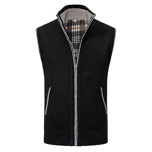 Didadihu Fleeceweste Herren : Gefüttert Ärmellos Jacke Warm Steppweste Winterweste Freizeit Leichte Fleeceweste Sportweste Pufferweste Herbst Winter Slim Fit,Schwarz,M von Didadihu