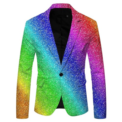 Didadihu Glitzer Anzug Für Männer Glitzer Outfit Anzugjacke Sportlich Party Glitzer Anzug Pailletten Anzug Slim Fit Performance Kostüm Glitzer Blazer Smoking Jacket Lila M von Didadihu