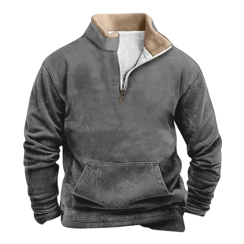 Didadihu Half Zip Sweater Herren : Kragen Ohne Kapuze Rollkragenpullover Half Zip Fleece Pullover 1/4 Zip/Button Activewear 4XL Basic Sweatshirt Winterpullover Pulli Oversize XXL von Didadihu