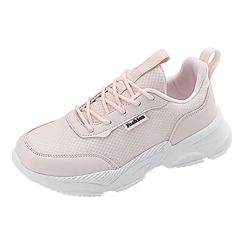 Didadihu Hallenturnschuhe Damen Outdoor Plateau Laufschuhe Straßenlaufschuhe Bequem Turnschuhe Schnürung Orthopädische Air Schuhe Hallenschuhe Tennisschuhe Jogging Mesh Rosa 36 von Didadihu