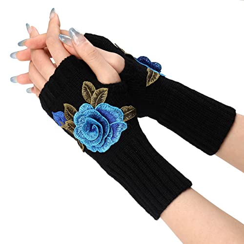 Didadihu Handschuhe Ohne Fingerkuppen - Schwarz Kaschmir Handschuhe Warme Outdoor Winterhandschuhe Herren Handwärmer Warm Fingerlos Gloves Kompressionshandschuhe Handstulpen Unisex von Didadihu