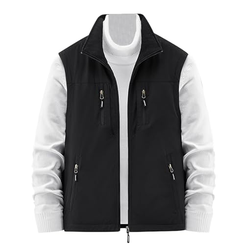 Didadihu Herren Daunenweste - Fleece Weste Leichte Arbeitsweste Fleeceweste Ärmellos Schwarz Steppweste Softshellweste Sportweste Gefüttert Slim Fit,Schwarz,4Xl von Didadihu