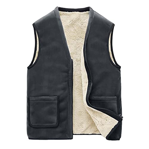 Didadihu Herren Daunenweste - Freizeit Weste Plüsch Fleeceweste Ärmellos Jacke Ärmellos Warm Steppweste Vest Pufferweste Gefüttert Essentials,Grau,Xl von Didadihu