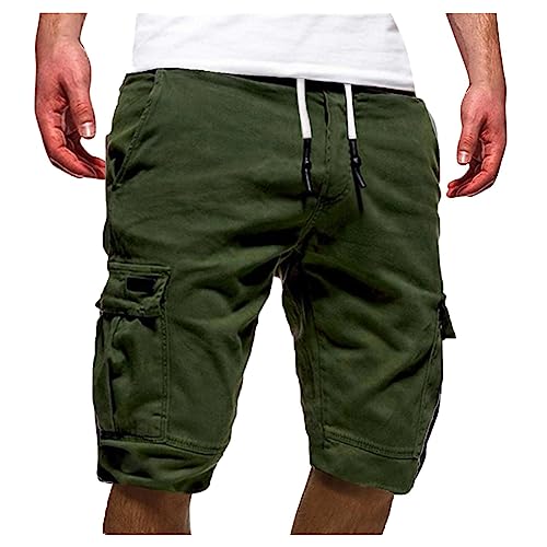 Didadihu Herren-Shorts Kurze Hosen Herren Baumwolle Cargo Bermuda Shorts Sommer Freizeithose Mit Kordelzug Taschen Große Größe (Regulär Fit, M - 5Xl),Grün,5Xl von Didadihu