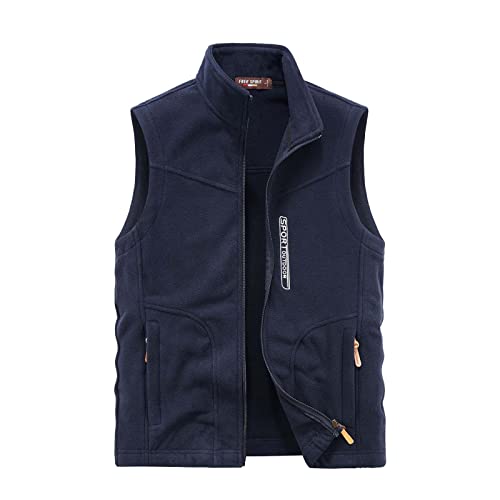 Didadihu Herren Steppweste, Ärmellos Fleeceweste 5Xl Weste Arbeitsweste Herbst Winter Plüsch Steppweste Softshellweste Vest Freizeit Essentials,Dark Blue,3Xl von Didadihu