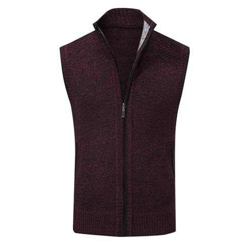 Didadihu Herren Steppweste, Fleece Fleeceweste 5Xl Steppweste Weste Bodywarmer Leichte Arbeitsweste Softshellweste Vest Herbst Winter Slim Fit,Rot,L von Didadihu