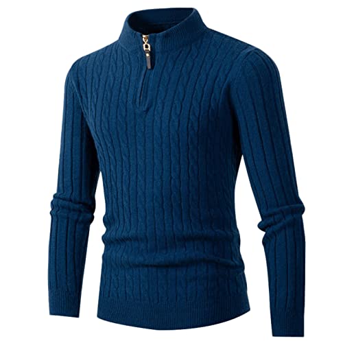 Didadihu Herren Troyer Mit Reißverschluss Warmer Dicke Pulli Warmer Strickpullover Casual Pullover Langarm Half Zip Troyer Pulli Sweatshirt Strick Merino von Didadihu