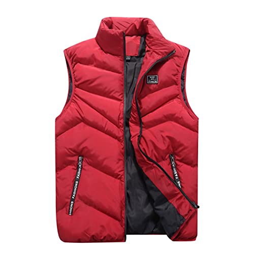 Didadihu Herren Weste Elegant Sportlich : Herbst Winter Arbeitsweste Schwarz Weste Winterweste Ärmellos Plüsch Ärmellos Jacke Softshellweste Vest Kapuze Kurz,Rot,3Xl von Didadihu