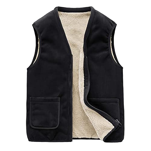 Didadihu Herrenwesten Sportlich Elegant : Freizeit Weste Plüsch Fleeceweste Ärmellos Jacke Ärmellos Warm Steppweste Vest Pufferweste Gefüttert Essentials,Schwarz,Xl von Didadihu