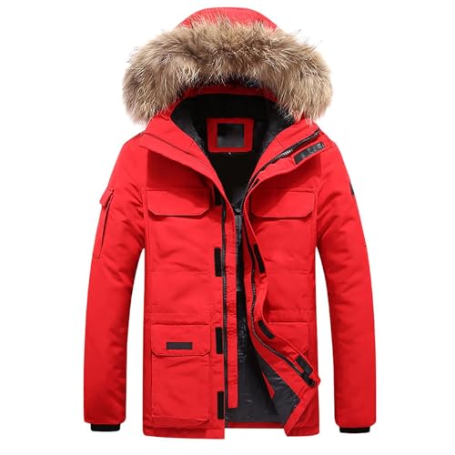 Didadihu Jacke Herren, Grosse Grössen Winter Jacket Warme Winterjacke Herren-Jacken 3xl Motorrad Winterjacken Pilotenjacke Wolljacke Karierte Coole,Rot,L von Didadihu