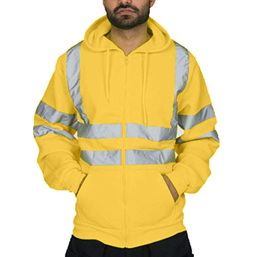 Didadihu Kapuzenpullover Herren : Work Pullover Reflective Streetwear Arbeitsjacke Sweatjacke Reflexstreifen Kapuzenpullover Leuchtend Herbst Warnjacke Jacke Feldjacke von Didadihu