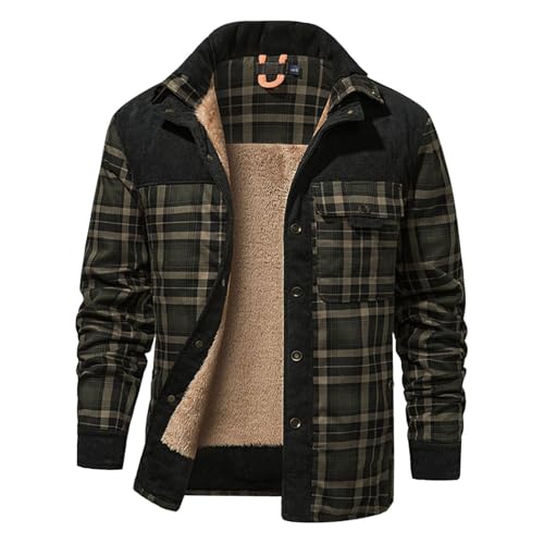 Didadihu Karohemd Herren : Holzfäller Innenfleece Holzfällerhemd Sherpa Thermo Hemdjacke Kapuze Fleecejacken Flanell Teddyfutter Holzfällerjacke Hoodie Holzfällerjacke Fleecefutter Flanell von Didadihu