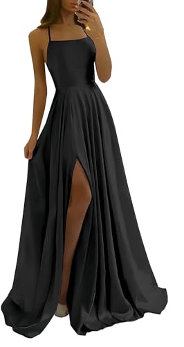 Didadihu Kleid Schwarz Lang Damen Elegant Schwarzes Abendkleid Damen Ballkleid Langes Hochzeitskleid Abschlusskleider Schlitz von Didadihu