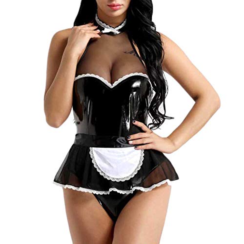 Didadihu Lack Dessous Frauen Sexy Reizwäsche Kleider Damen Dessous Damen Kleider Corsage Damen Latex Dessous Sexy Kleid Damen Latex Catsuit Frauen Damen Sexy Kleid Corsage von Didadihu