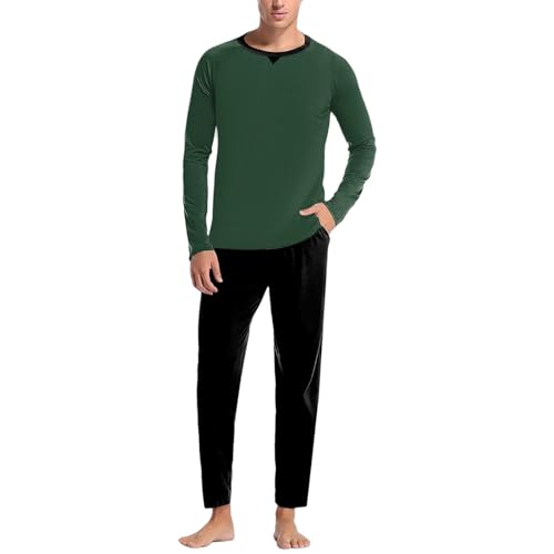 Didadihu Lang Schlafanzug Herren Pyjama Set Baumwolle Langarm Pijama for Men Winter Schlafanzug Lang Baumwolle Zweiteiliger Pyjama Männer Herbst Winter Nachtwäsche von Didadihu