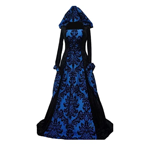 Didadihu Mittelalter Kleidung Damen - Kleid Cosplay Mittelalter Ballkleid Fasching Dress Kostüm Renaissance Schnürkleid Kostüme Trompetenärmel Schwarz Kleider Steampunk Bodenlanges von Didadihu