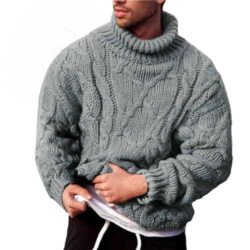 Didadihu Oberteile Herren Rundhalsausschnitt Ohne Kapuze Strickpullover Grau Pullover Warm Oberteile Norweger Merino Troyer Pulli Sweatshirts Rundhals Merinowolle von Didadihu