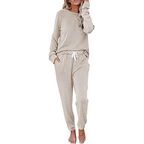 Didadihu Pyjama Damen Winter Winter Aesthetic Pyjama Sets Kurz Langer Hausanzug Flanell Stillpyjama Baumwolle Cute Pyjama Hosen Schlafanzug Winterschlafanzug 1214 von Didadihu