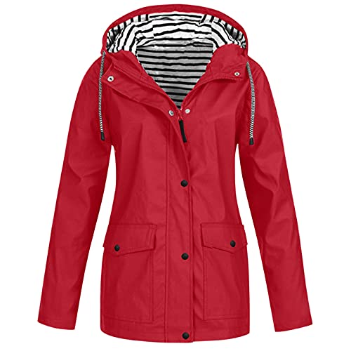 Didadihu Regenjacke Damen Leicht - Funktionsjacke Wasserdicht Sale Reitjacke Atmungsaktiv Mäntel Softshell Anti Wind Motorradjacke Windbreaker Outdoor Mit Kapuze Sportjacke Allwetterjacke Radjacke von Didadihu