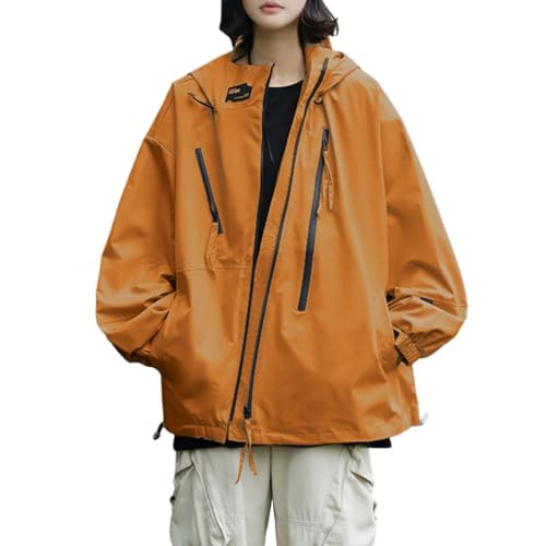 Didadihu Regenjacke Damen Wasserdicht Atmungsaktiv Raincoat Women Große Größen Sommer Superleichte Übergang Regenmantel Festival Bunte Windbreaker 3in1 Rain Jacket Wachsjacke Wanderjacke Orange M von Didadihu