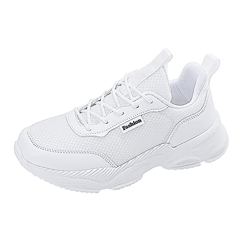 Didadihu Schlupfschuhe Damen Outdoor Plateau Laufschuhe Straßenlaufschuhe Bequem Turnschuhe Schnürung Orthopädische Air Schuhe Hallenschuhe Tennisschuhe Jogging Mesh Weiss 40 von Didadihu
